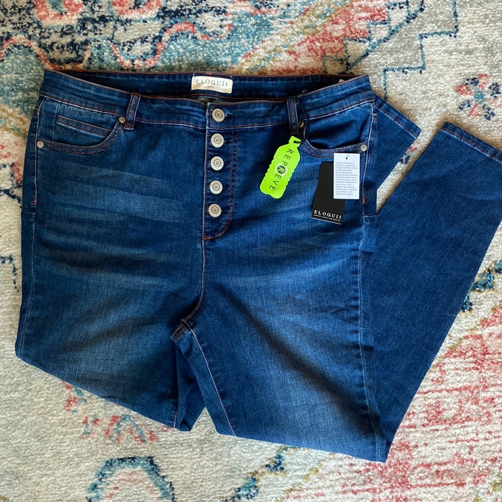 Eloquii Gena Fit Peach Lift Button Fly Skinny Jean